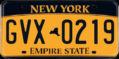 NY license plate GVX0219