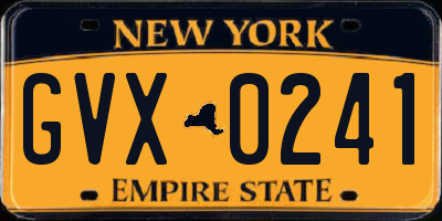 NY license plate GVX0241