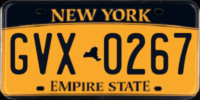 NY license plate GVX0267