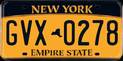 NY license plate GVX0278