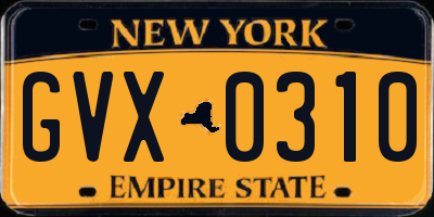 NY license plate GVX0310