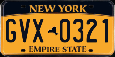 NY license plate GVX0321