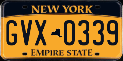 NY license plate GVX0339