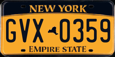 NY license plate GVX0359