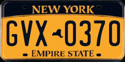 NY license plate GVX0370
