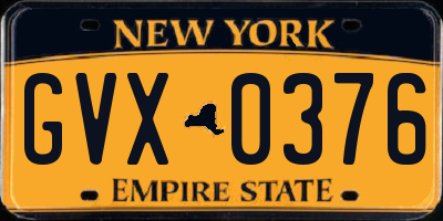 NY license plate GVX0376