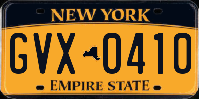 NY license plate GVX0410