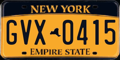 NY license plate GVX0415