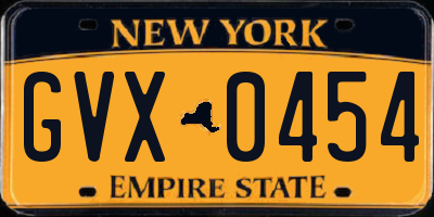 NY license plate GVX0454