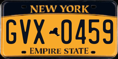 NY license plate GVX0459