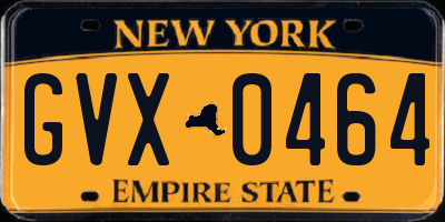 NY license plate GVX0464