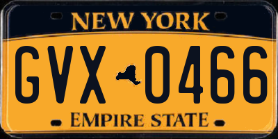 NY license plate GVX0466