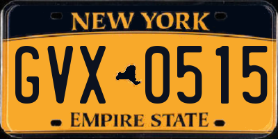 NY license plate GVX0515