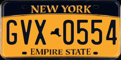 NY license plate GVX0554