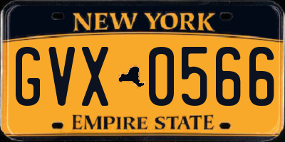 NY license plate GVX0566