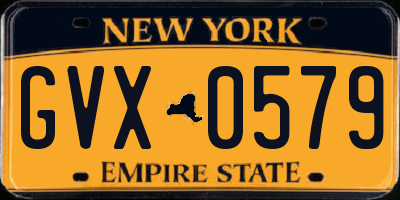 NY license plate GVX0579