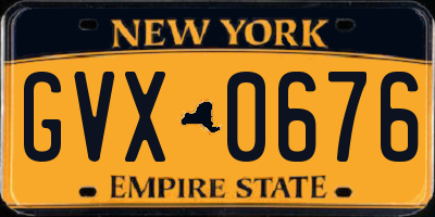 NY license plate GVX0676