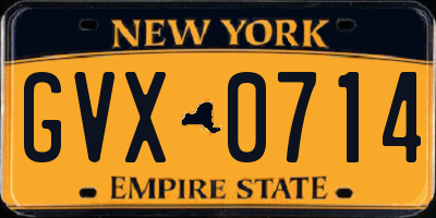 NY license plate GVX0714