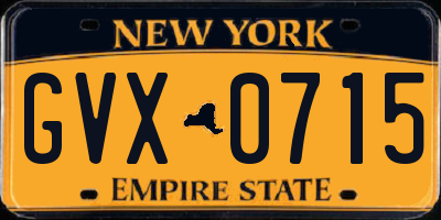 NY license plate GVX0715