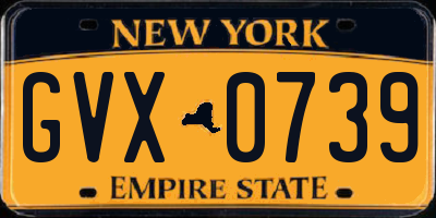 NY license plate GVX0739