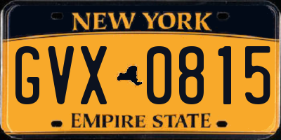 NY license plate GVX0815