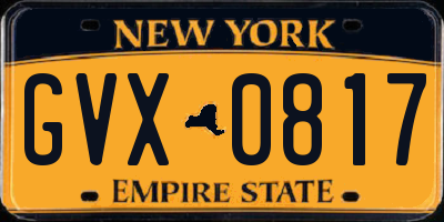 NY license plate GVX0817