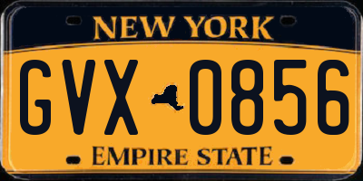 NY license plate GVX0856