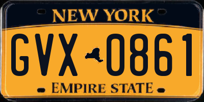 NY license plate GVX0861