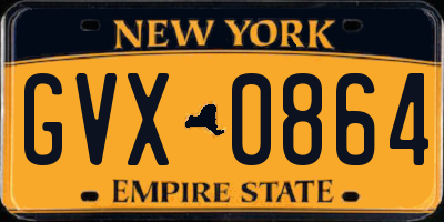 NY license plate GVX0864