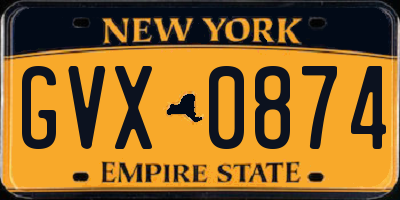 NY license plate GVX0874