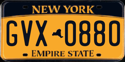 NY license plate GVX0880