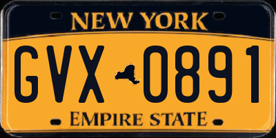 NY license plate GVX0891