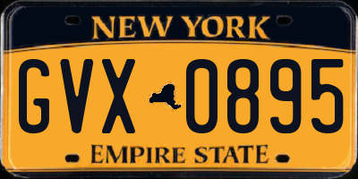 NY license plate GVX0895