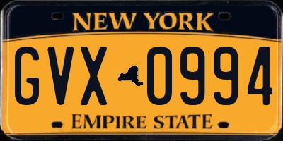 NY license plate GVX0994