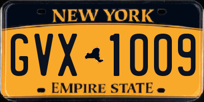 NY license plate GVX1009