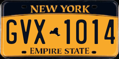 NY license plate GVX1014