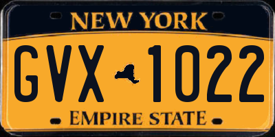 NY license plate GVX1022