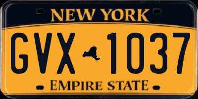 NY license plate GVX1037
