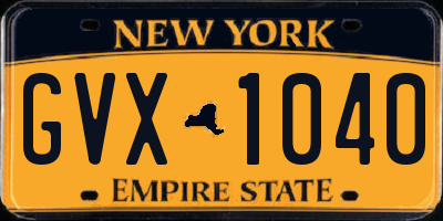 NY license plate GVX1040