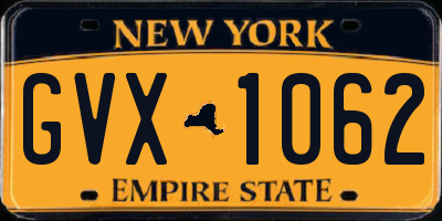 NY license plate GVX1062