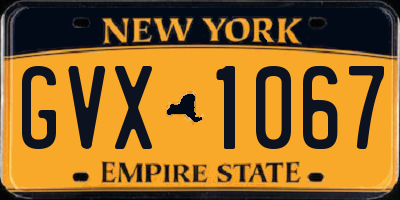 NY license plate GVX1067