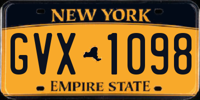 NY license plate GVX1098