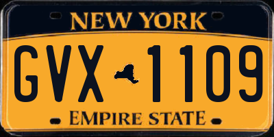 NY license plate GVX1109