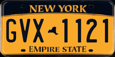 NY license plate GVX1121