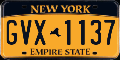 NY license plate GVX1137