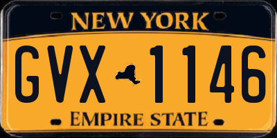 NY license plate GVX1146