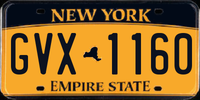 NY license plate GVX1160