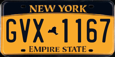 NY license plate GVX1167