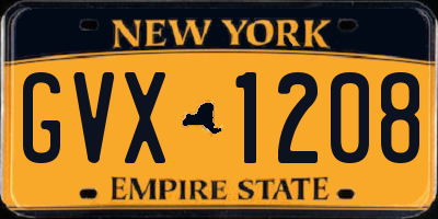 NY license plate GVX1208