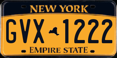 NY license plate GVX1222